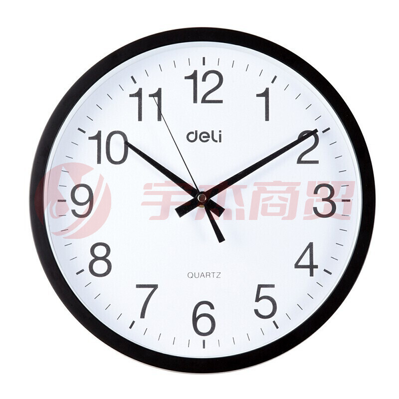 得力(deli) 圆形/方形 挂钟钟表 客厅挂式静音钟表 9006 37cm简约时尚挂钟颜色随机钟表