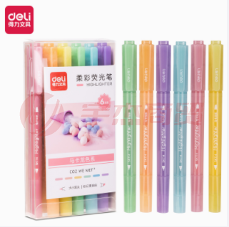 得力SK114柔彩荧光笔马卡龙色系(混)(盒)