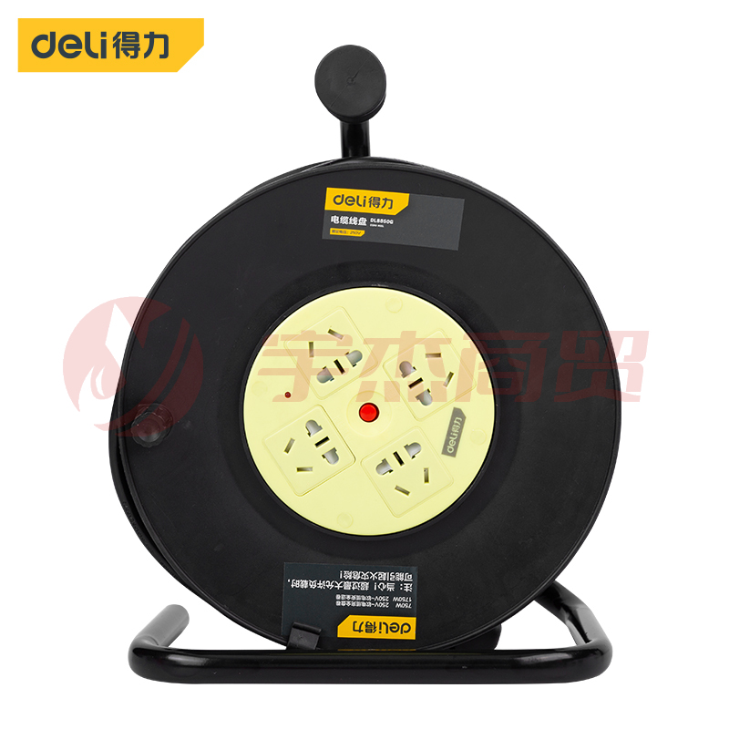 得力工具DL8850G 50m电缆线盘 卷线盘 50米电缆插线板 电线绕线盘 线轴拖线盘