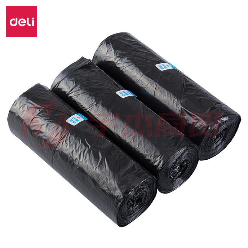 得力(deli)9587 3卷90只中号平底垃圾袋 45×50cm 黑色