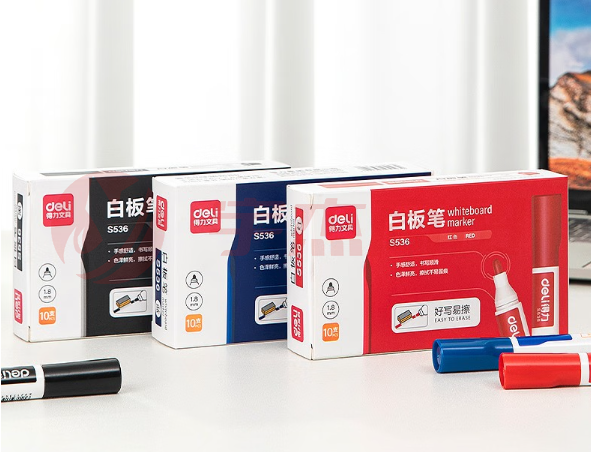 得力S536白板笔 10只/盒(红、蓝、、黑)颜色备注(盒)