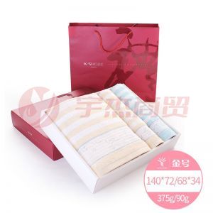 金号 纯棉毛巾礼盒三件套 RA262H+RC262H RA262H毛巾68*34cm*2 RC262H浴巾140*72cm*1
