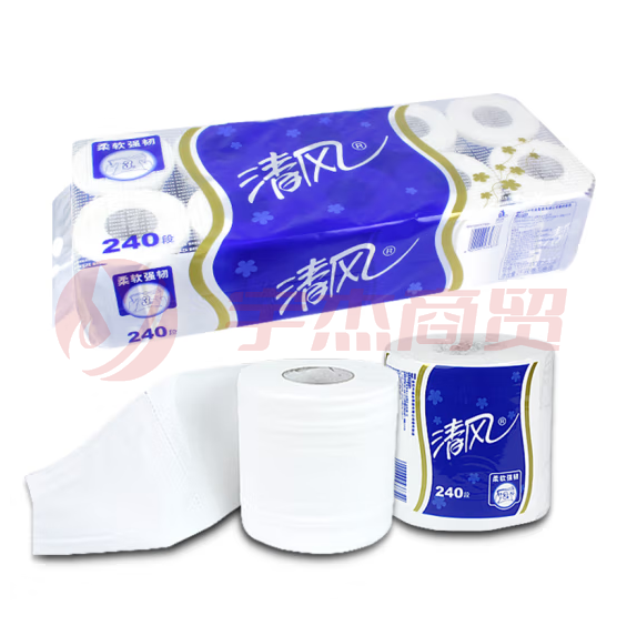清风 卷纸3层240段有芯纸巾卫生纸手厕纸 10卷/提