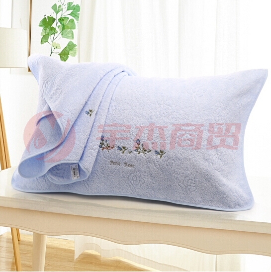 金号 赤金提素螺绣纯棉枕巾（2条/组 蓝色 50*80cm）