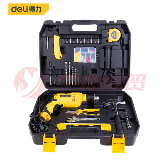 得力(deli)  DL6011冲击钻 13毫米手电钻家用多功能工具箱电动工具套装