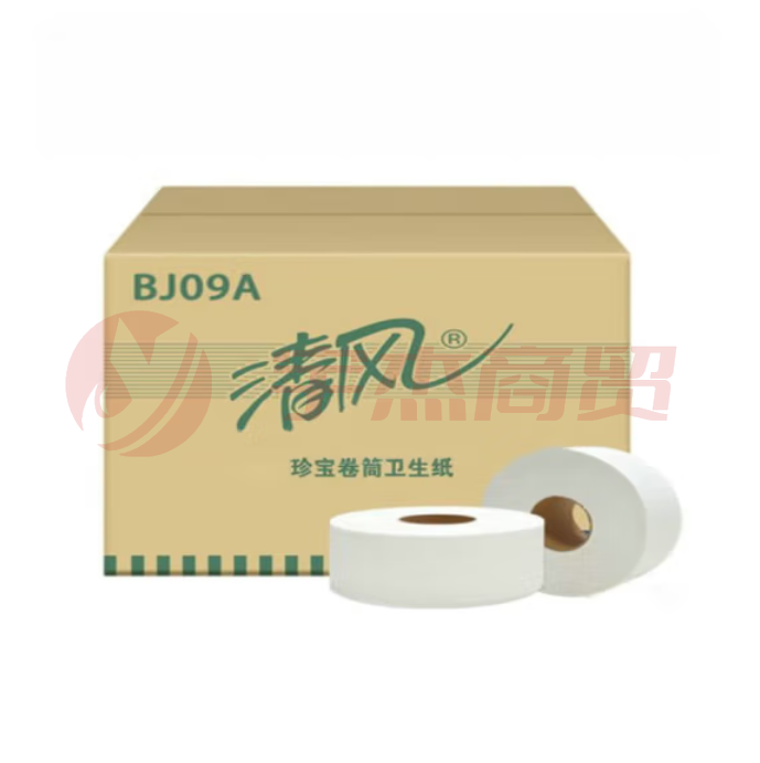 清风 大盘纸 BJ09A珍宝卷纸 单层大卷纸 1层 大盘纸 大卷卫生纸 大卷手纸 厕纸 12卷/箱
