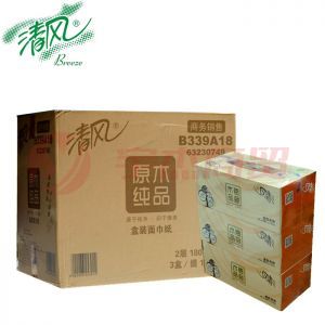  清风 原木纯品 抽纸 B339A18 180抽 3盒*12提  （新老包装随机发货）