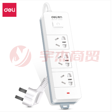 得力18274插座_3组_2米_PVC袋装(个)