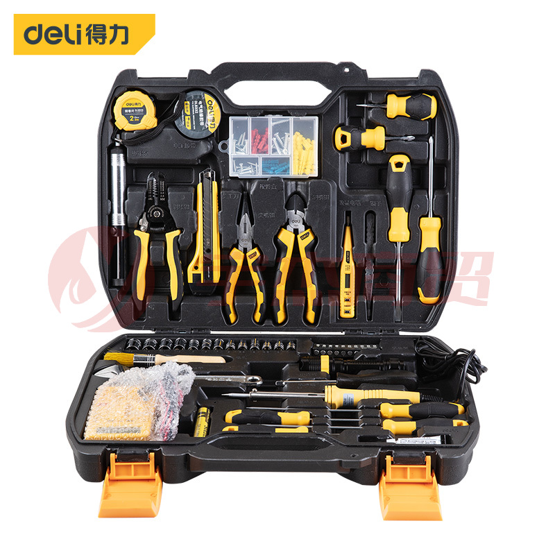 得力(deli) DL5969家用多功能五金工具箱手动工具套装电工工具箱家用应急包124件（偏远区域下单请电话咨询）