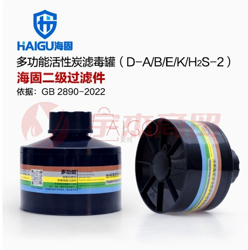 海固 HG-911 宝蓝灰硅胶全面罩D-A/B/E/K/H2S-2滤毒罐综合防毒气