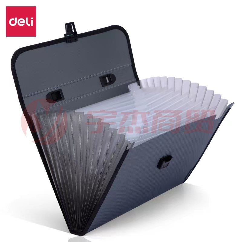 得力5555风琴包(灰)手提文件袋 文件包