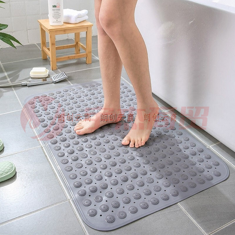 QUATREFOIL 浴室防滑地垫 淋浴浴缸卫生间pvc防水吸盘脚垫 36*71cm空灵灰