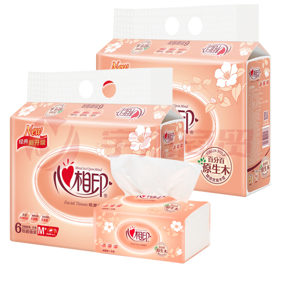 心相印抽纸 经典系列3层150抽面巾纸*6包 10提1箱